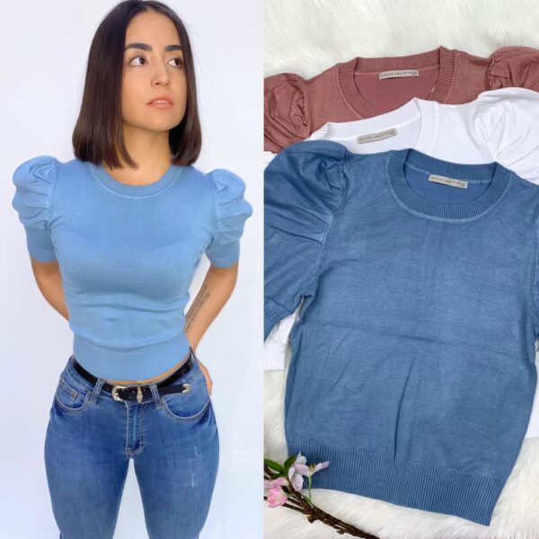 Blusa tejida manga plisada - modelo 1332