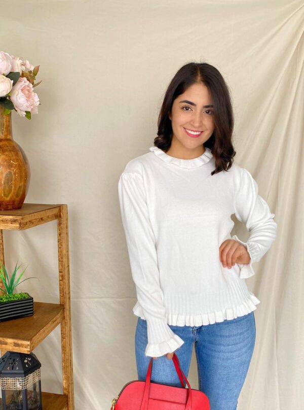 Blusa Olan cuello y manga 1216 blanco