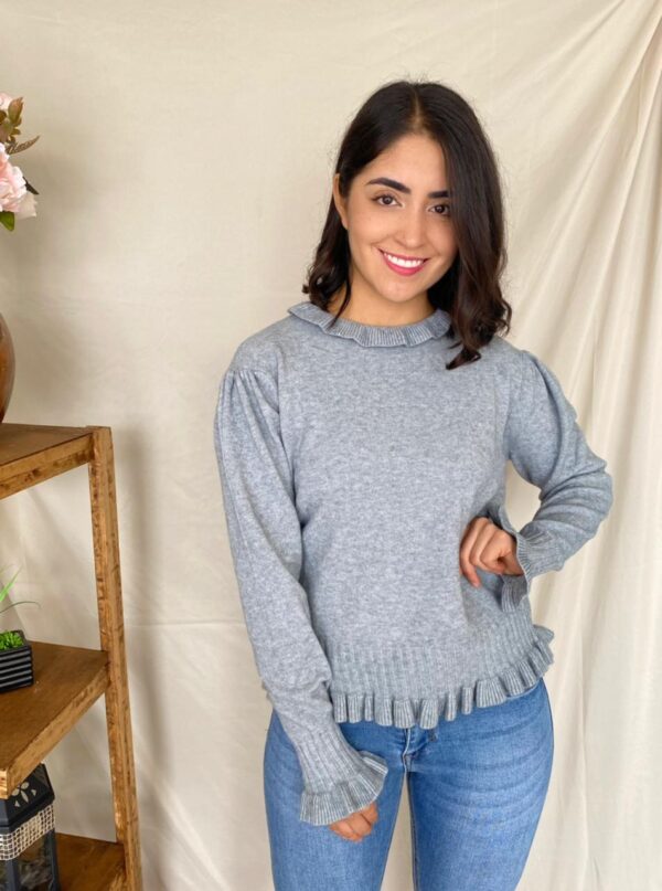 Blusa Olan cuello y manga 1216 gris